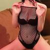 Explosiones Transfronterizas Ropa Interior Sexy para Mujer Alta Elasticidad Tallas Grandes Una Pieza Malla Abertura Hueca Una Pieza Ropa Interior Sexy