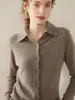 Cardigan de Punto de Cachemir con Cuello Poli para Otoño e Invierno Camisa para Mujer Elegante Ropa de Trabajo Chaqueta Suéter Abotonada Estilo Simple y Versátil