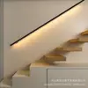 Corrimão de escada de casa autoconstruída luz de tira longa lâmpada de parede corredor de hotel hall de villa montada na superfície montada na parede sensor de tira de luz de corrimão