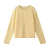 26 Otoño Invierno Más Vendido Cárdigan Cepillado Suéter de Seda de Morera Lana Cachemira Botones de Concha Cuello con Borde Enrollado Color Sólido Elegante Ropa de Abrigo