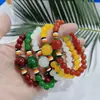 Pulseira de ágata artificial de cinco fileiras com contas de calcedônia multicolorida, pulseira versátil para homens e mulheres