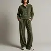 Conjunto de Moda Europea y Americana para Mujer 2026, Sudadera Cardigan de Color Sólido con Cuello Alto y Pantalones de Pierna Ancha, Popular en Plataformas de Comercio Electrónico Independientes