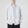 Camisa casual de manga larga para hombre, color liso, de tela Oxford y algodón, estilo japonés moderno 2026, chaqueta al por mayor