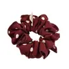 Goma para el pelo de lunares burdeos a la moda estilo coreano con un toque de alta gama, Elegante goma para moño, Accesorio para el pelo