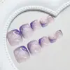 Amuleto roxo claro gelo através de flash fino limpo flores delicadas estilo ins europeu e americano unhas dos pés removível 24 peças