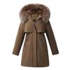 Parka de Lana de Invierno 2024 Talla Grande para Mujer, Largo Medio con Cuello de Piel Grande, Abrigo de Algodón Holgado