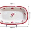 Nuevo Juego de Vajilla Cerámica Bajo Esmalte Tazón Plato Plato de Cerámica de Alto Valor Tazón Doméstico para Arroz Plato con Diseño Floral Romántico