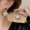 Brincos de Pérola em Círculo de Resina Usados, Brincos Estilo Metal Retro Francês, Brincos de Luxo Leve e de Alta Qualidade