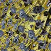 Tela de terciopelo con bordado de lentejuelas florales pesadas, bordado de flor tridimensional estilo chino vintage, tela para vestido Qipao