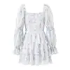 Vestido Longo de Chiffon com Estampa de Tinta Retro Romântico Estilo Francês com Amarração e Babados para Mulheres, Novo Vestido Curto Primavera 2026