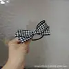 Diadema Original Elegante para Niña Estudiante Cuadros Príncipe de Gales Blanco y Negro Lazo Morado Banda de Goma Lazo para el Cabello Cuerda para el Cabello Flor para el Cabello