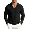 Comercio Electrónico Transfronterizo Primavera/Otoño Sudadera Polo de Color Sólido con Solapa y Cuello en V Profundo Suéter Informal para Hombre para Deportes al Aire Libre