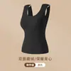 Roupa íntima térmica feminina com acolchoamento nos ombros e forro de fleece, com suporte angular nos ombros, sem costura invisível em cashmere com bojo no peito, versão slim fit