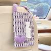 Caja de Pañuelos para Coche, Tipo Colgante en el Respaldo del Asiento, Bolsita de Pañuelos Linda Tridimensional con Forma de Corazón, Portapañuelos Creativo Tejido Montado en el Coche, Universal