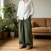 Pantalones de pierna ancha de algodón y lino estilo chino nuevo de verano 2026, moda vintage para hombre de talla grande transfronteriza, pantalones casuales para hombre