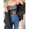 Ropa Interior de Cuero Vintage Encaje Hermosa Espalda Tirante Interior Moda Wrap de Pecho con Almohadilla Chaleco Para Usar por Encima Top Versátil para Mujer