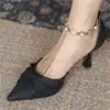 Elegantes Zapatos de Tacón Alto Stiletto de 3cm de Tacón Bajo para Dama de Honor para Mujer, Estilo Hada de Perlas, Versátiles con Vestidos, Tacones Pequeños