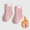Calcetines para Bebé Otoño e Invierno Tipo Algodón Tipo a Felpa 2025 Recién Nacido 0-3 Meses Sin Costuras Cálidos de Caña Media Calcetines Gruesos