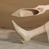 Jin Gang CG3020 Zapatos de tacón grueso de punta con lentejuelas de una sola capa para mujer 2024 Nuevos de primavera y otoño Sexy de tacón bajo combinables con todo de boca poco profunda para mujer