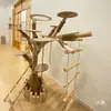 Árbol de Gato Redondo de Madera Madera Maciza Marco de Escalada para Gatos DIY Accesorios Plataforma de Salto con Resorte Tablero Redondo Tablero de Madera Hecho a Mano Artículo Predeterminado