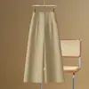 Pantalones de pierna ancha para mujer, de verano, de cintura alta, adelgazantes, versátiles, para el trabajo, color caqui, moda, estilo nuevo, traje, pantalones de pierna recta