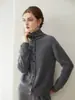 Cárdigan de Cachemir para Mujer 100% Cachemir Puro Estilo Nuevo Cuello Alto Color Sólido de un Solo Botón Tejido Suéter Cálido Chaqueta