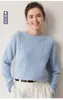 Nuevo Otoño/Invierno 100% Cachemir para Mujer Cuello Redondo Manga Larga Tejido de Punto Trenzado Versátil para el Trabajo Holgado Adelgazante Top Base