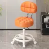 Taburete con Ruedas, Taburete Redondo Giratorio Ajustable para Salón de Belleza, Taburete de Trabajo para Peluquería y Salón de Uñas, Silla con Respaldo, Triple Protección, Piel de Microfibra