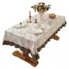 Toalha de Mesa Redonda para Mesa de Jantar Rústica com Estampa Floral Pequena Imitação de Linho para Outono, Tecido à Prova de Poeira, Decoração Estilo B&B
