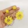 Joyería de Estilo Europeo y Americano, Pendientes de Girasol de Rafia Hechos a Mano, Pendientes Grandes Exagerados de Flor, Joyería de Estilo Festivo al por Mayor
