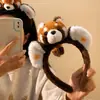 Nova Tiara de Cabeça de Panda Vermelho Parques de Diversão Orelhas de Animal de Pelúcia Tiara de Boneco Guaxinim Fantasia de Performance Adereço de Cabeça para Foto