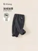 Pantalones Jogger para Niños Bangxuan Huzhou Zhili con Forro Polar Integrado, Engrosados y Cálidos, Pantalones Casuales para Niños Pequeños, Pantalones a Cuadros para Niñas