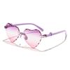 Gafas de Sol Infantiles Corazón Transfronterizo Lindas Bebé Sin Montura de Una Pieza Degradado Contraste Fiesta Gafas de Sol Gafas de Sol