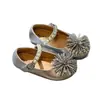 2026 Otoño Temprano Nuevos Zapatos de Cuero para Niños Zapatos de Princesa para Niñas con Fuegos Artificiales Franceses de Pedrería Zapatos de Salón Individuales con Perlas