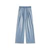 Jeans Tencel Azules para Mujer, Estilo Delgado de Verano, Corte Holgado para Talla Grande, Adelgazantes de Seda de Hielo de Cintura Alta Rectos de Pierna Ancha