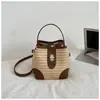 Bolso de Paja Tejida de Alta Gama para Mujer 2026 Nuevo Estilo Bolso Cruzado para Vacaciones en la Costa Bolso de Mano Tejido Bolso Cubo