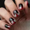 Halloween Calavera Oscura Sangrienta Goteante Armadura Portátil Uñas Cuadradas Cortas Arte de Uñas Negro Rojo Degradado Uñas Postizas Dulces Frescas Venta al por Mayor