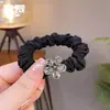 Elástico de Cabelo de Tecido Flor de Cristal Flor de Cinco Pétalas Corda de Cabelo Faixa de Cabelo para Rabo de Cavalo Alto-Baixo Acessório de Cabelo para Mulheres