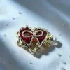 Color Oro 18K Conservación del Color Broche de Doble Fila Corazón de Zircón Conector para Collar y Pulsera Accesorios de Joyería DIY de Alta Gama Venta al por Mayor