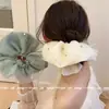Nuevo Scrunchie Grande de Malla con Perlas de Doble Capa para Mujer, Estilo Francés, Gama Alta, Lujo Ligero, Accesorio para el Cabello Retro
