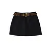 A1014-25 Nuevo Estilo de Invierno Estilo Europeo y Americano Sexy Sexy Falda de Cadera con Cinturón y Falda de Lana Forrada