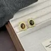 Pendientes de Aguja de Plata Estilo Europeo y Americano Moda Única Irregulares Piedra Ojo de Tigre Maillard Nueva Malla Otoño e Invierno Pendientes Nuevos
