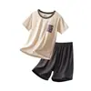 Ropa de Casa para Adolescentes, Conjuntos de Manga Corta para Niños, Pijamas de Lyocell para Niñas, Ropa Refrigerante para Niños de Edad Media y Mayores para Estudiantes de Primaria