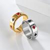 Anillo giratorio de acero de titanio con patrón de flor de ciruelo negra europea y americana para jugar a las cartas, joyería transfronteriza
