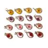 Colgante de gota de agua con borde de cobre de resina multicorte, transparente, flor seca, aproximadamente 14 x 21 mm, para hacer pendientes y collares hechos a mano.
