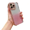 Capa de celular com glitter galvanizado de quatro cantos anti-queda é adequada para Apple 15promax cor sólida 14 capa macia 13 furo fino 11