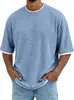 Nuevo Producto 2006: Camiseta para Hombre Amazon Waffle Estación Independiente, Hombro Caído, Manga Corta, Ribete de Color Contrastante, Versátil Corte Holgado Manga Corta