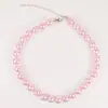 Collar Cadena Suéter Perla Redonda Multicolor de Plástico ABS de Alto Brillo con Diseño Súper Hada Simple de 6-18 mm Moda para Mujer