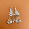 Pendientes Étnicos Vintage con Borlas Estilo Largo Pendientes Miao de Plata Pendientes Étnicos Miao de Yunnan de Pavo Real y Fénix para Mujer