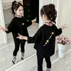 Camiseta de manga larga de algodón puro para niñas, nuevo estilo coreano otoño 2026, top estampado versátil para niños mayores, estilo primavera y otoño